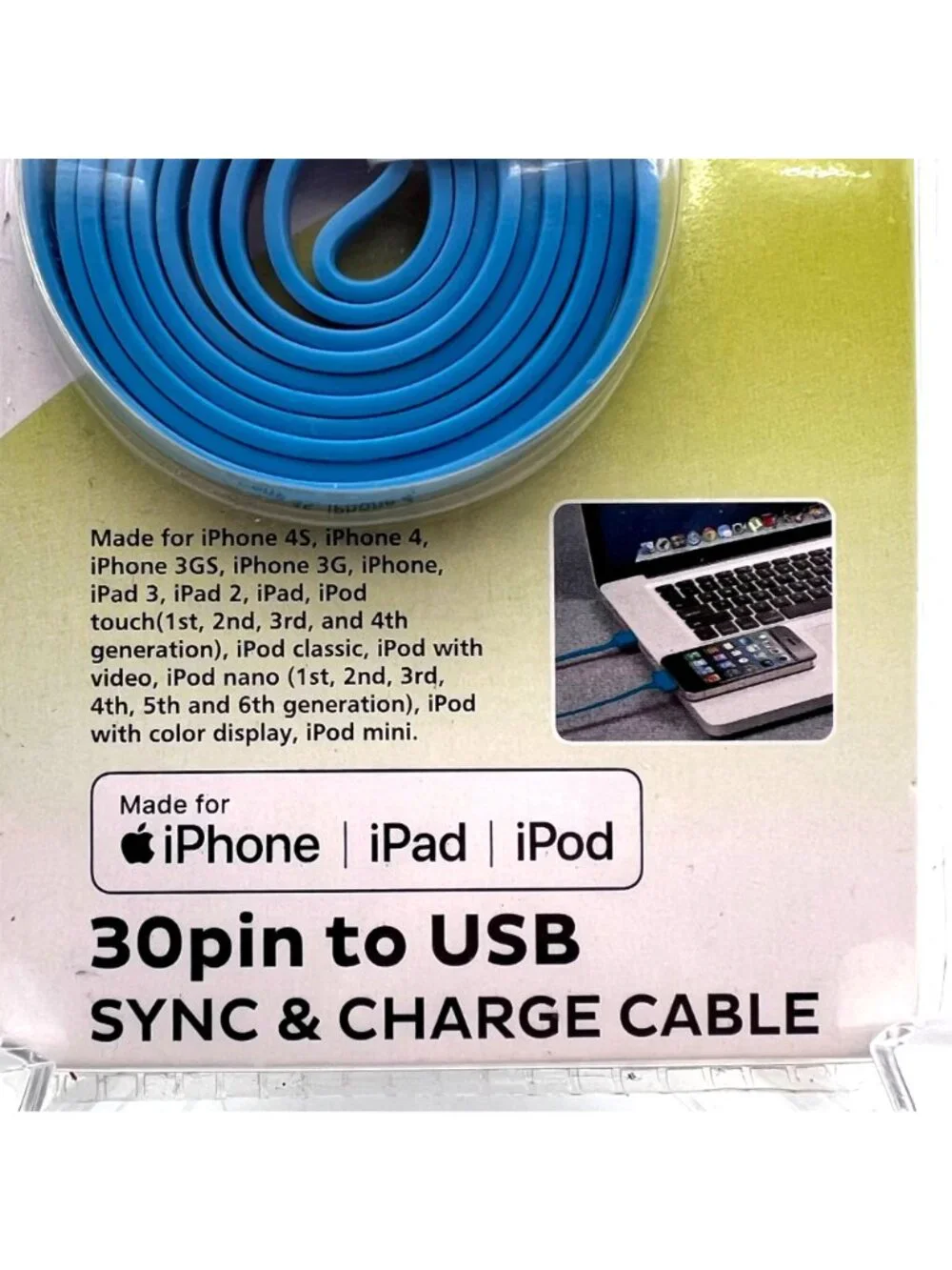 PowerXcel 3ft Flat 30-Pin To USB Sync & Charge Cable For iPhone/iPad/iPod New